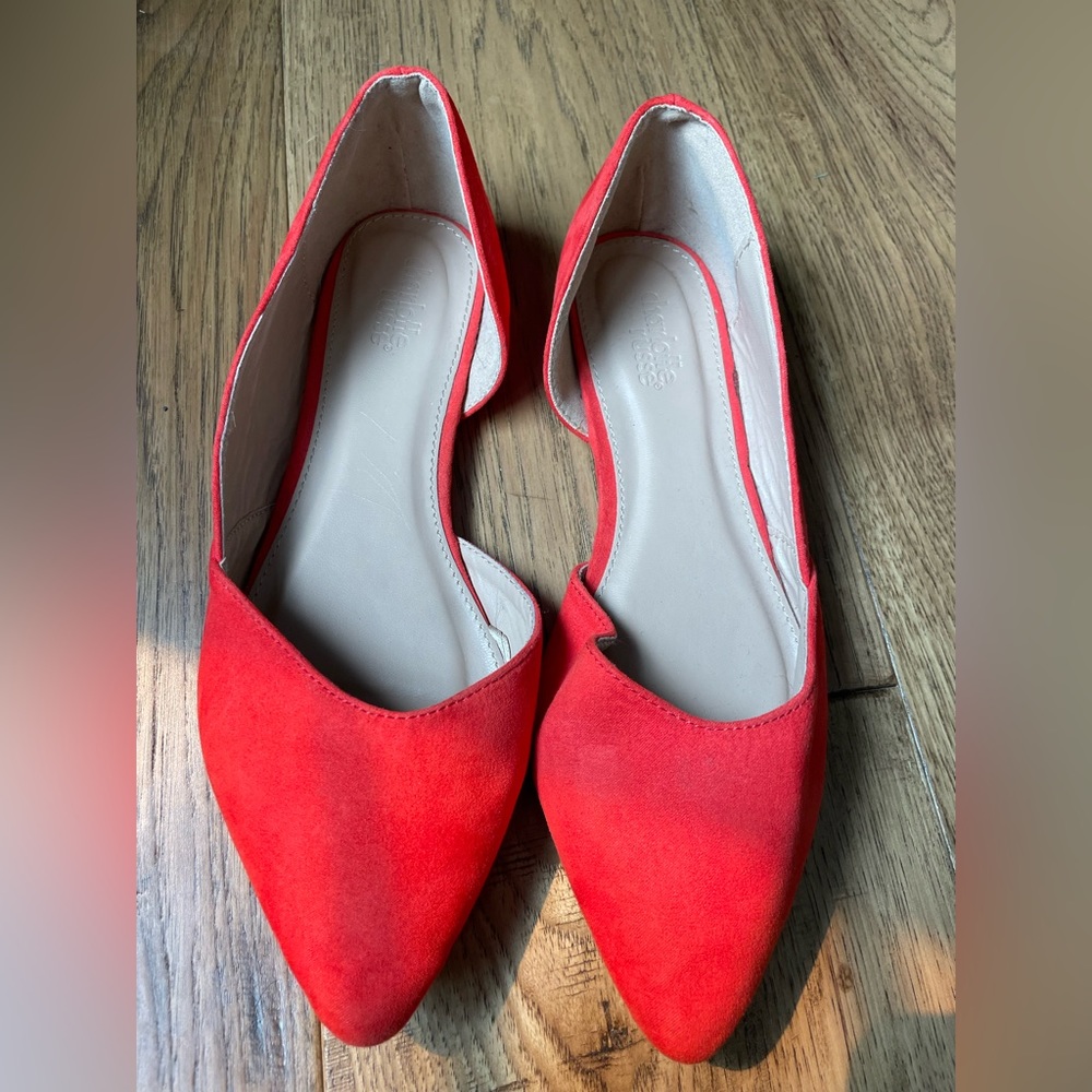 Charlotte Russe Pink red cut out pointed flats